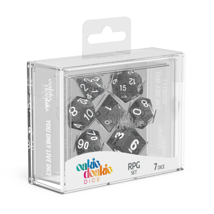 Oakie Doakie Dice Speckled - Black RPG Dice Set